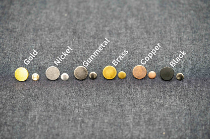 Set of metallic color samples labeled from Gold to Black on a gray background